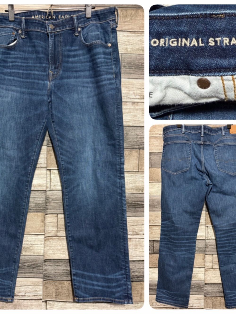 American Eagle Airflex Original Straight Jeans Men’s 38x32 Blue Denim